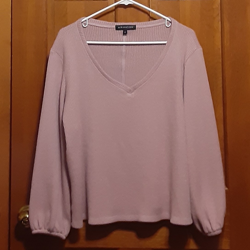 Gibsonlook XL Mauve V-Neck Sweater